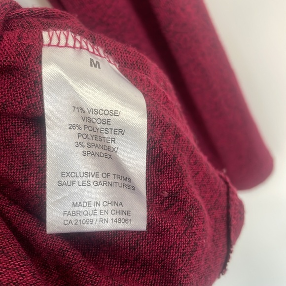 Ardene Blouse Tunic - Burgundy, Long Sleeve, V-Neck Zipper. - Picture 8 of 9